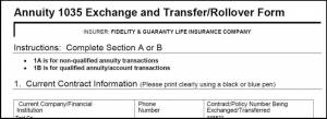 Annuity 1035 Exchange and Transfer/Rollover form